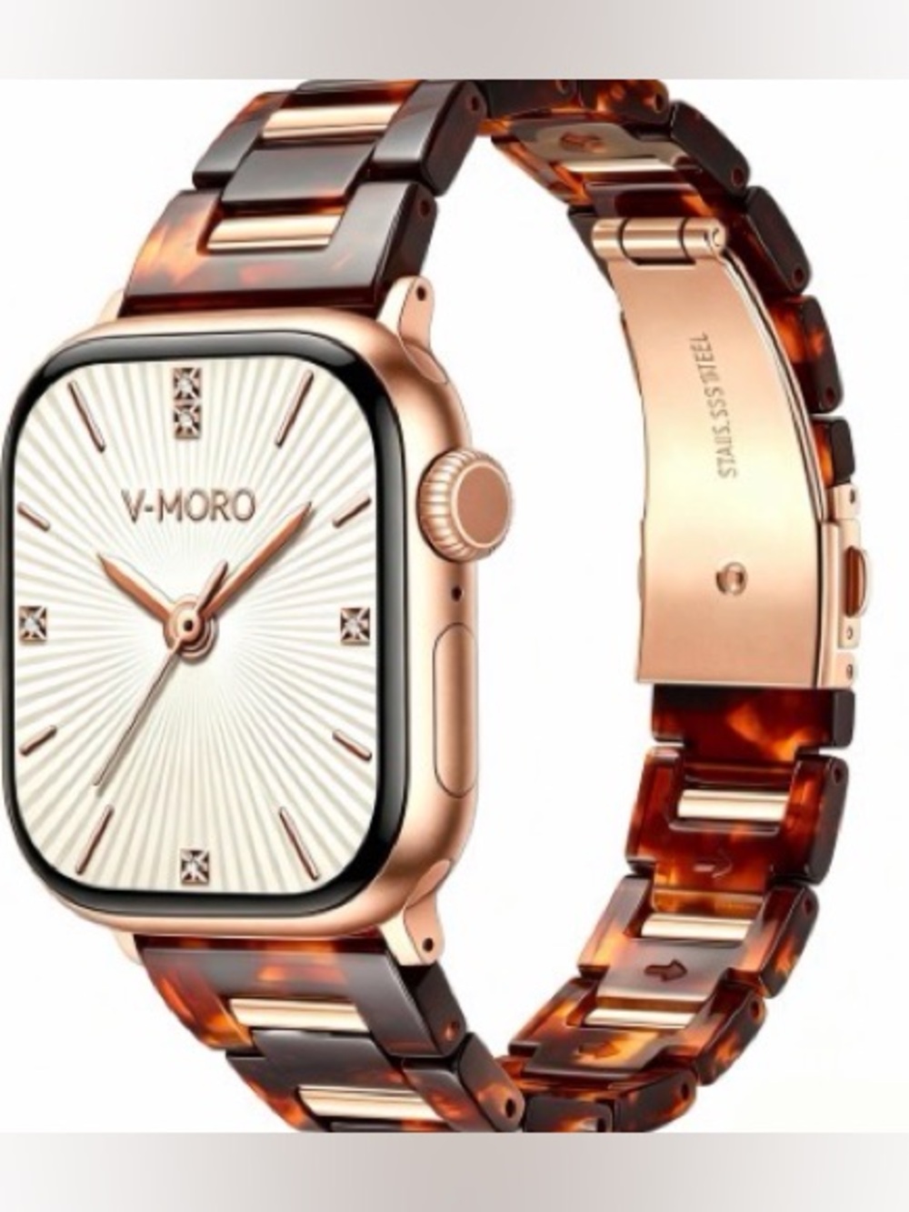 V-MORO tortoiseshellResin Metal Compatible with Apple Watch Series 1-SE #43